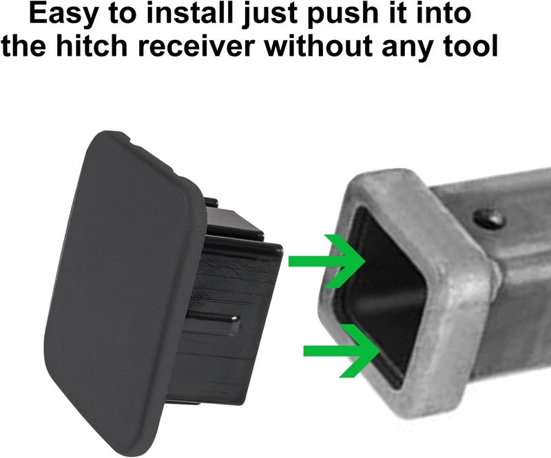 AiTrip 2PCS 2 inch Tow Receiver Tube Plug Cap, 2" Black Hitch Ball Insert Compatible for 2 inch Receivers Class 3 4 5 Ford GMC Toyota Jeep Dodge Nissan Audi BMW Porsche Polaris ATV UTV Polaris - Image 3